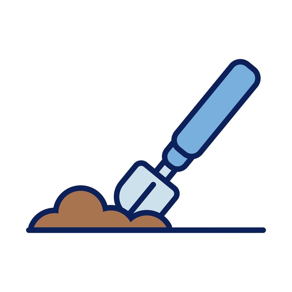 shovel gardening tool with ground line and fill style icon vector
