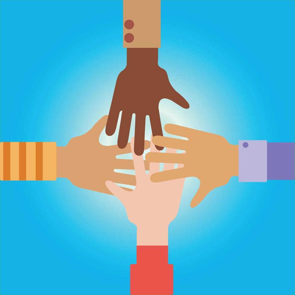 Diverse hands symbol of unity and teamwork vector