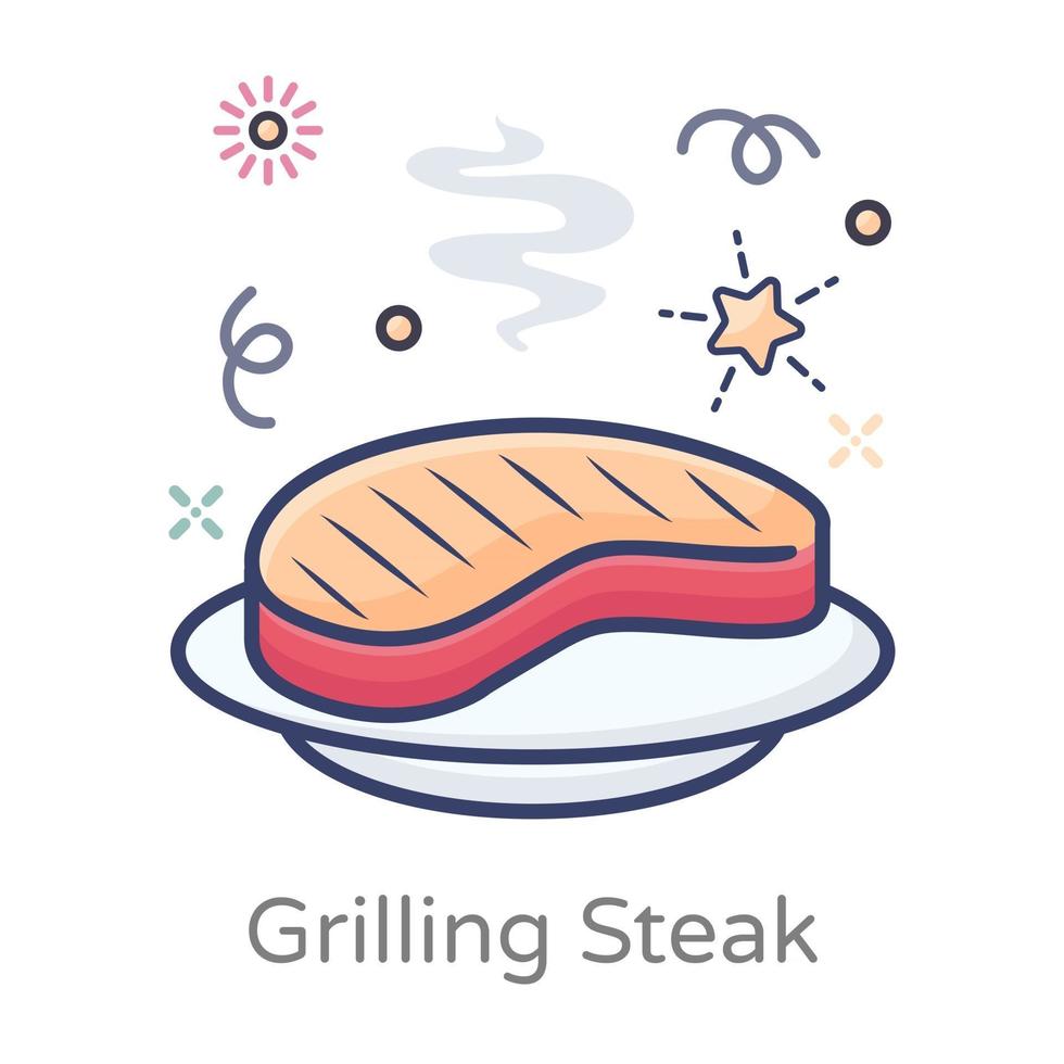 Grilling Steak Concept vector