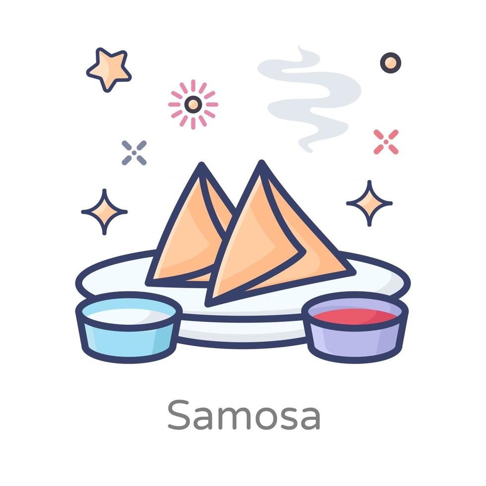 bandeja de samosas con salsas vector