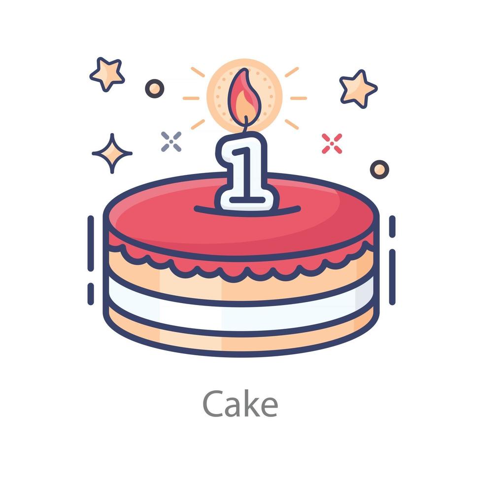 Primer pastel de cumpleaños vector