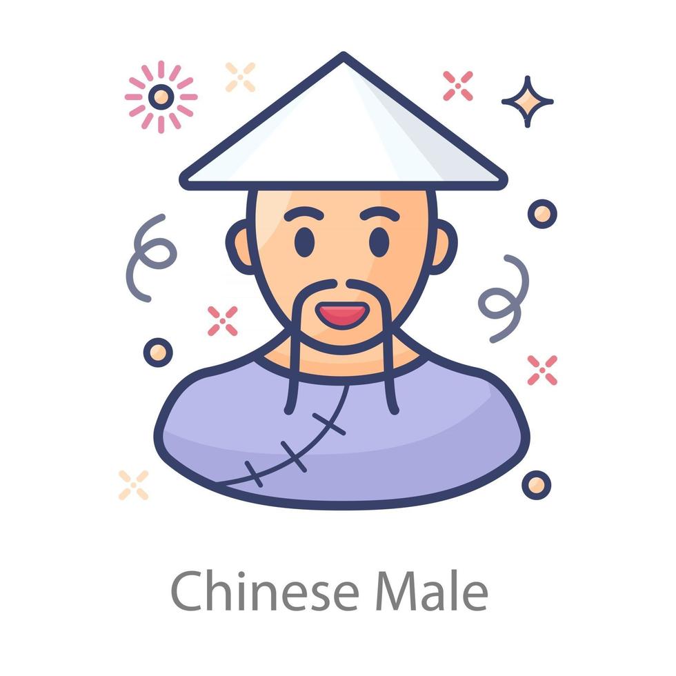 avatar masculino chino vector