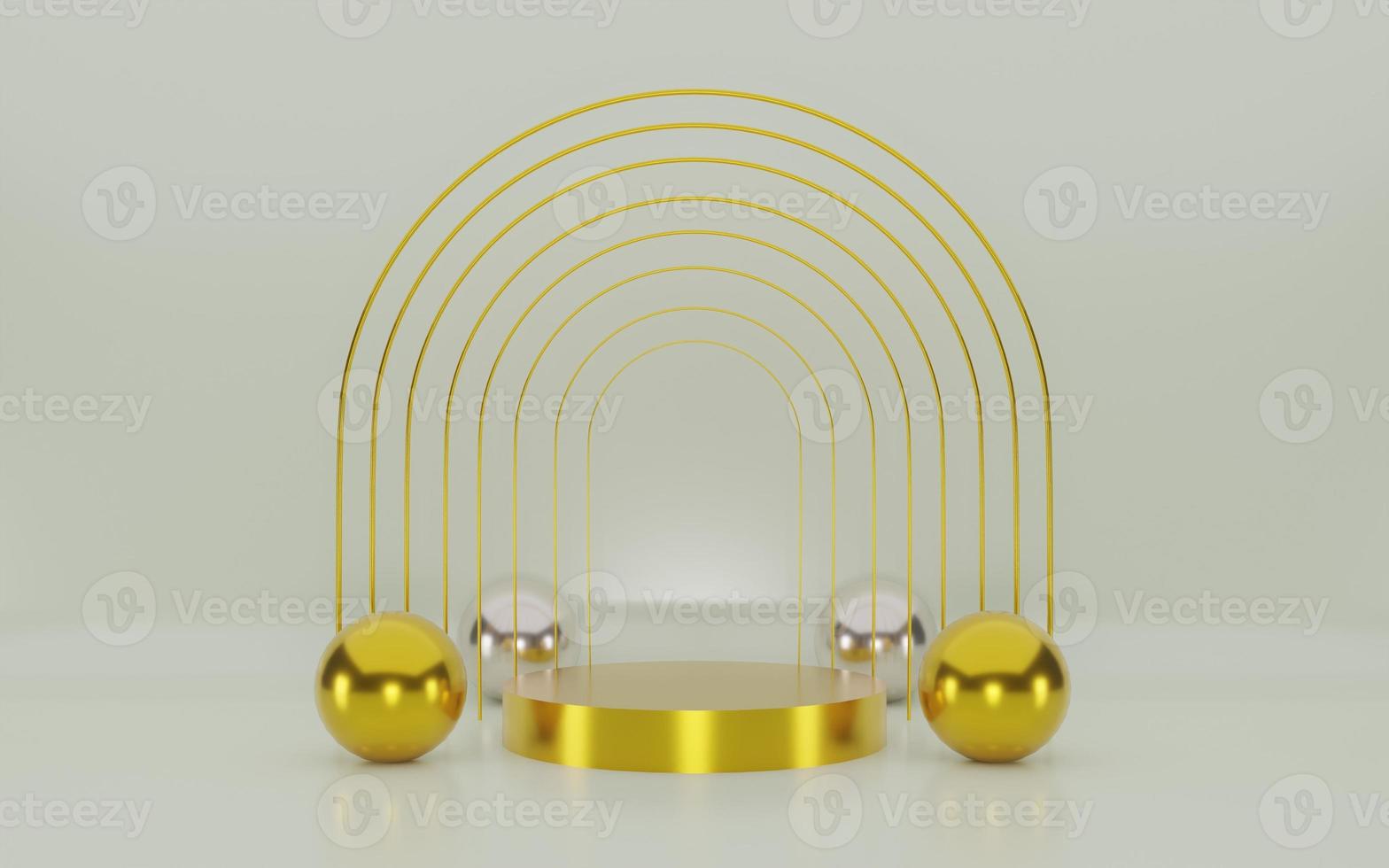 Minimal scene background with gold podium and gold line 3d rendering photo