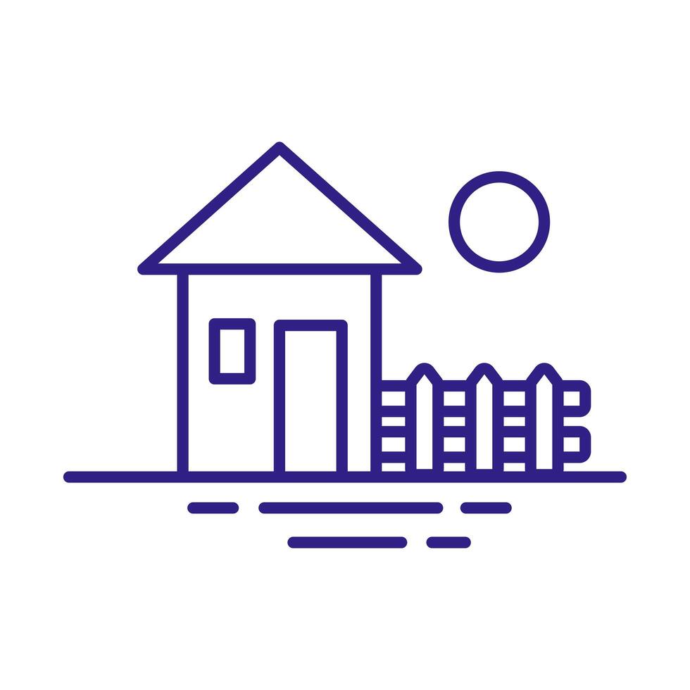 rural house front facade line style icon vector