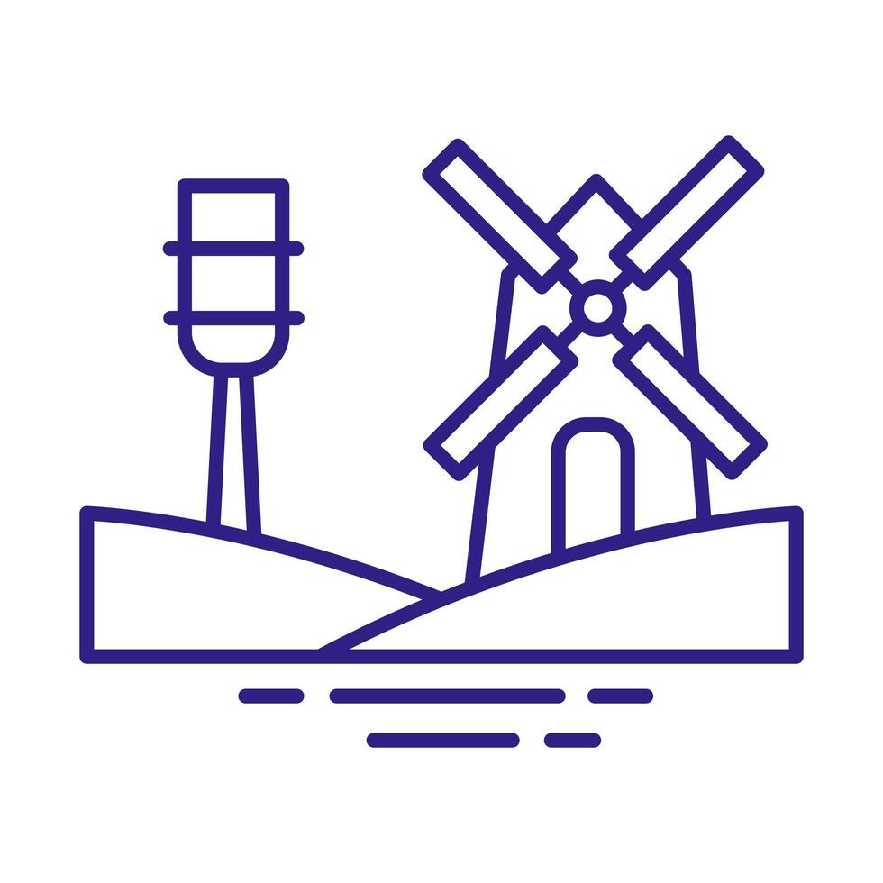 windmill building line style icon vector