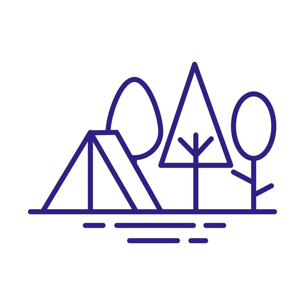 tent in forest line style icon vector