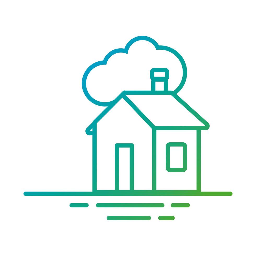 house front facade with cloud gradient style icon vector