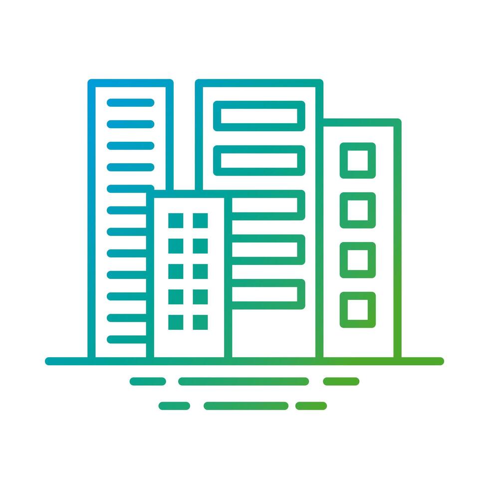 buildings constructions facades city gradient style icons vector