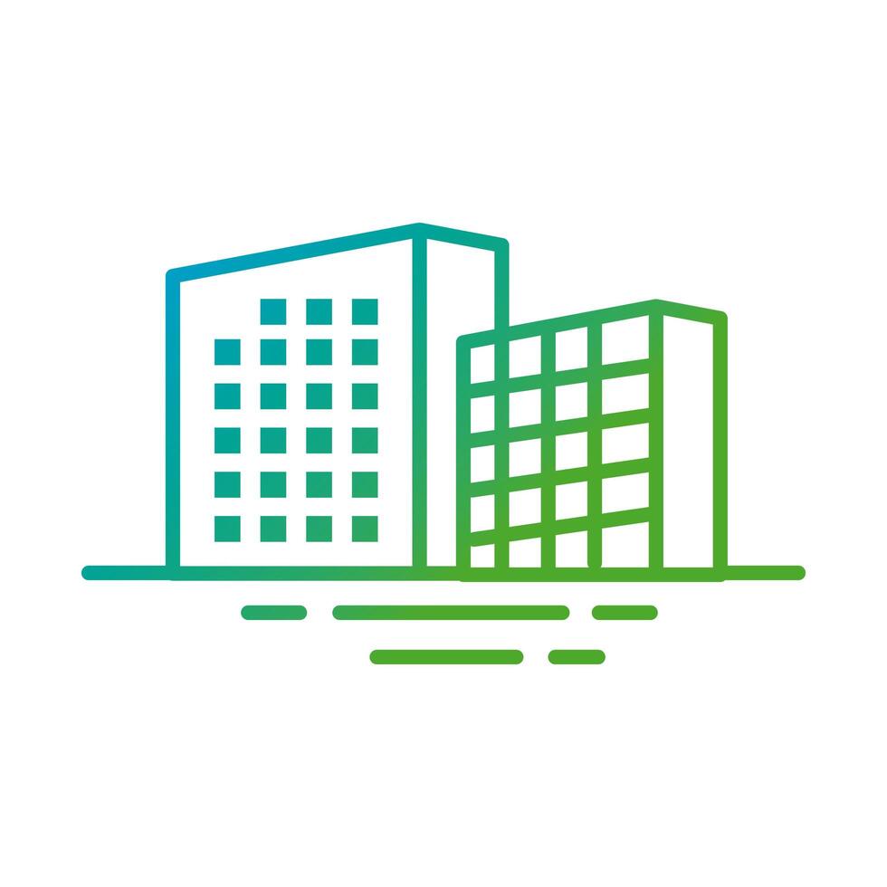 buildings constructions facades city gradient style icons vector