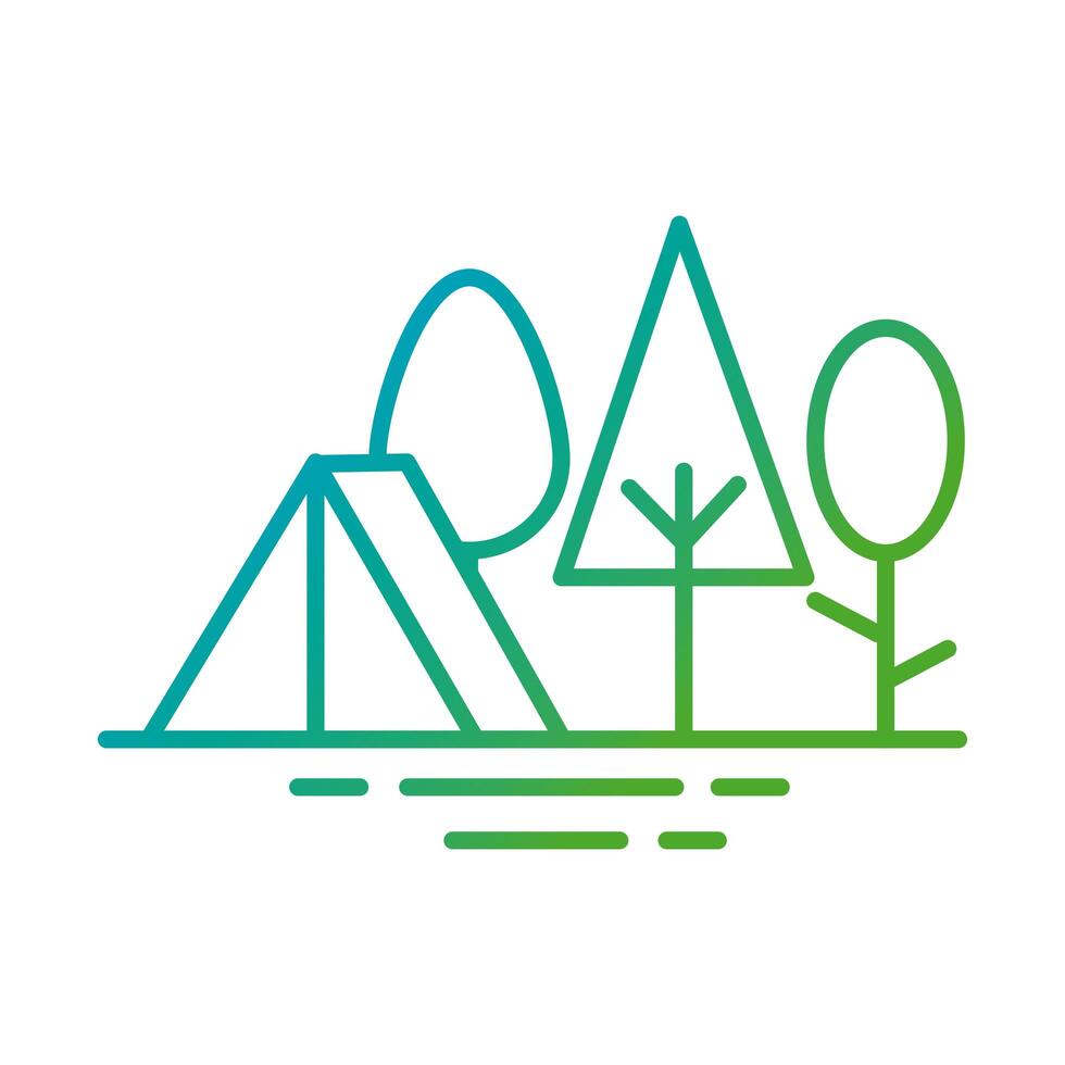 tent in forest gradient style icon vector