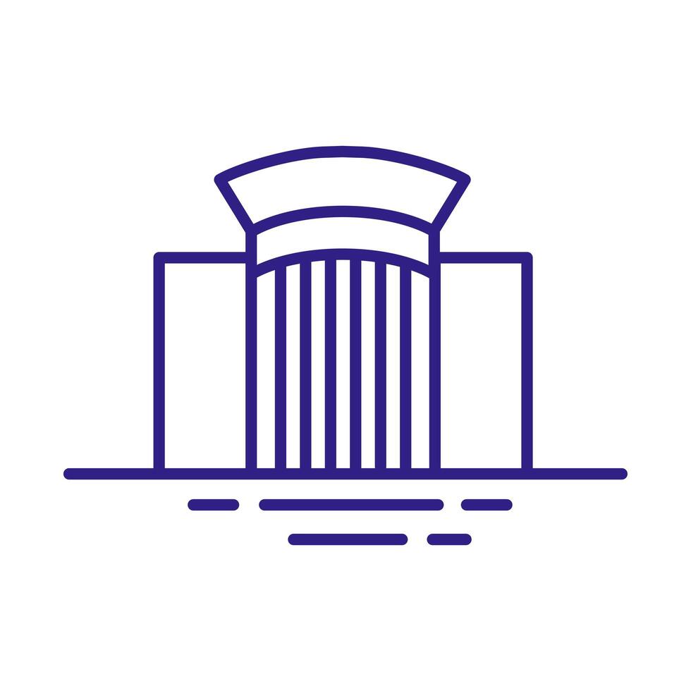 elegant building front facade line style vector