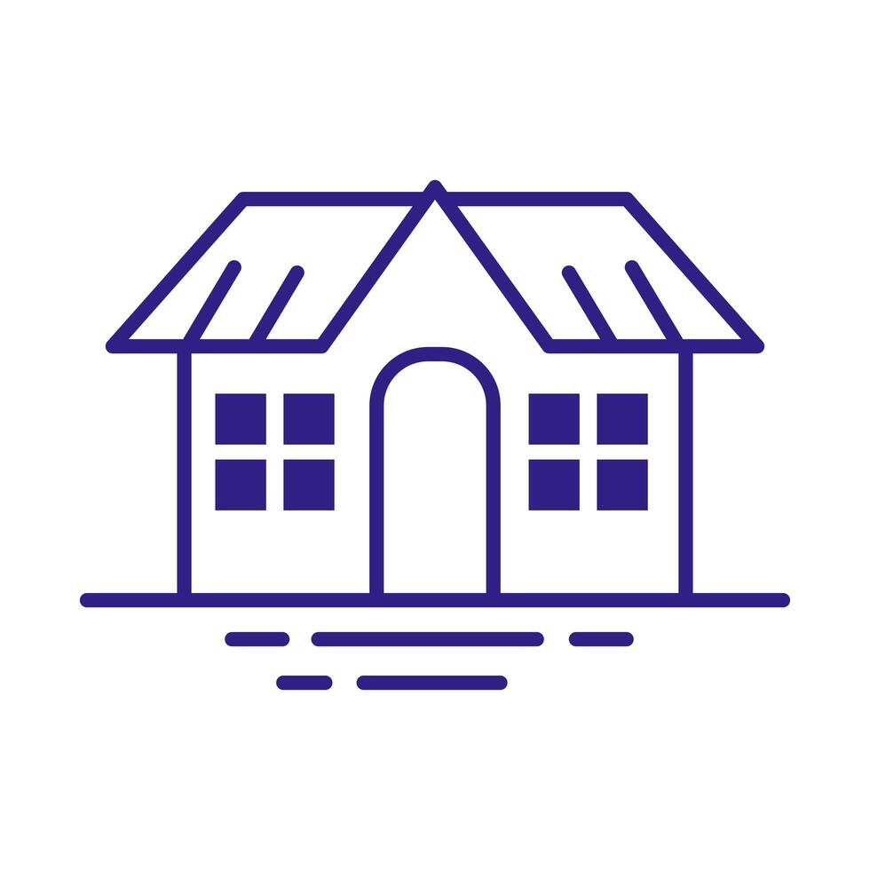 house front facade line style icon vector