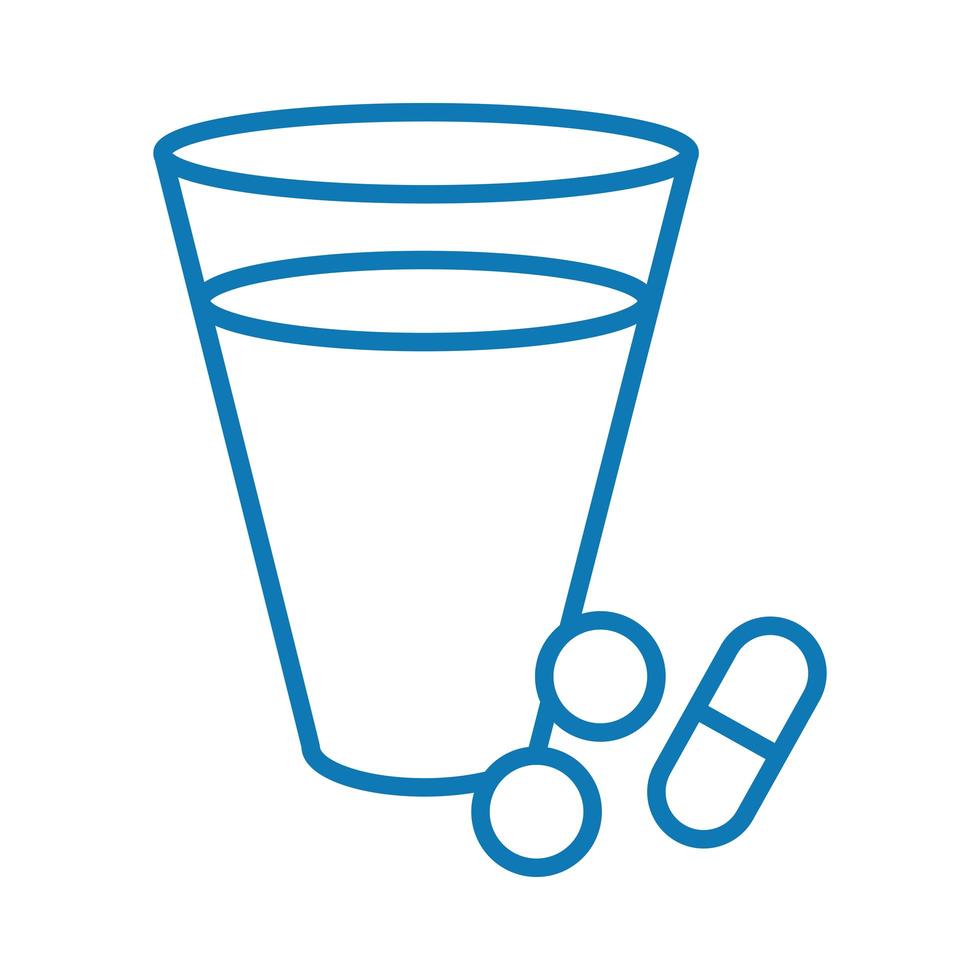 drugs with glass water line style icon vector