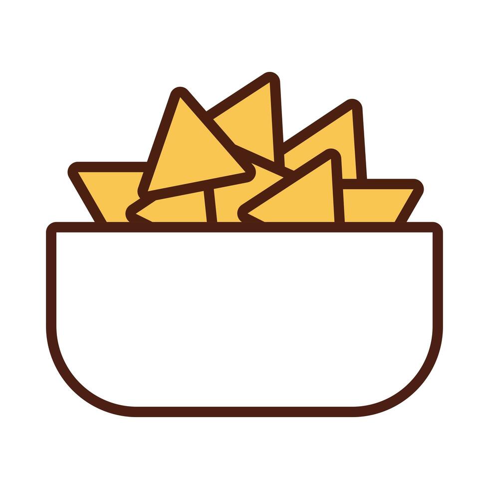 bowl with nachos line and fill style icon vector