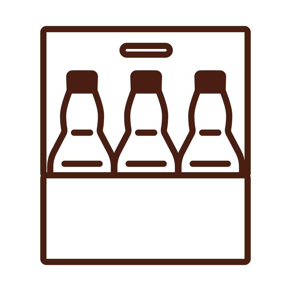 Botellas de cervezas en la cesta de bebidas estilo de línea del día internacional vector