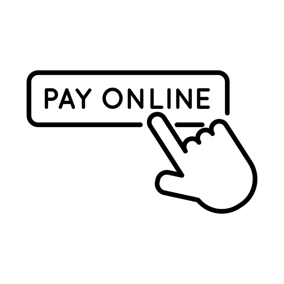 icono de estilo de línea de botón de pago en línea vector