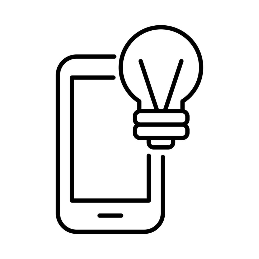 smartphone with bulb payments online line style vector