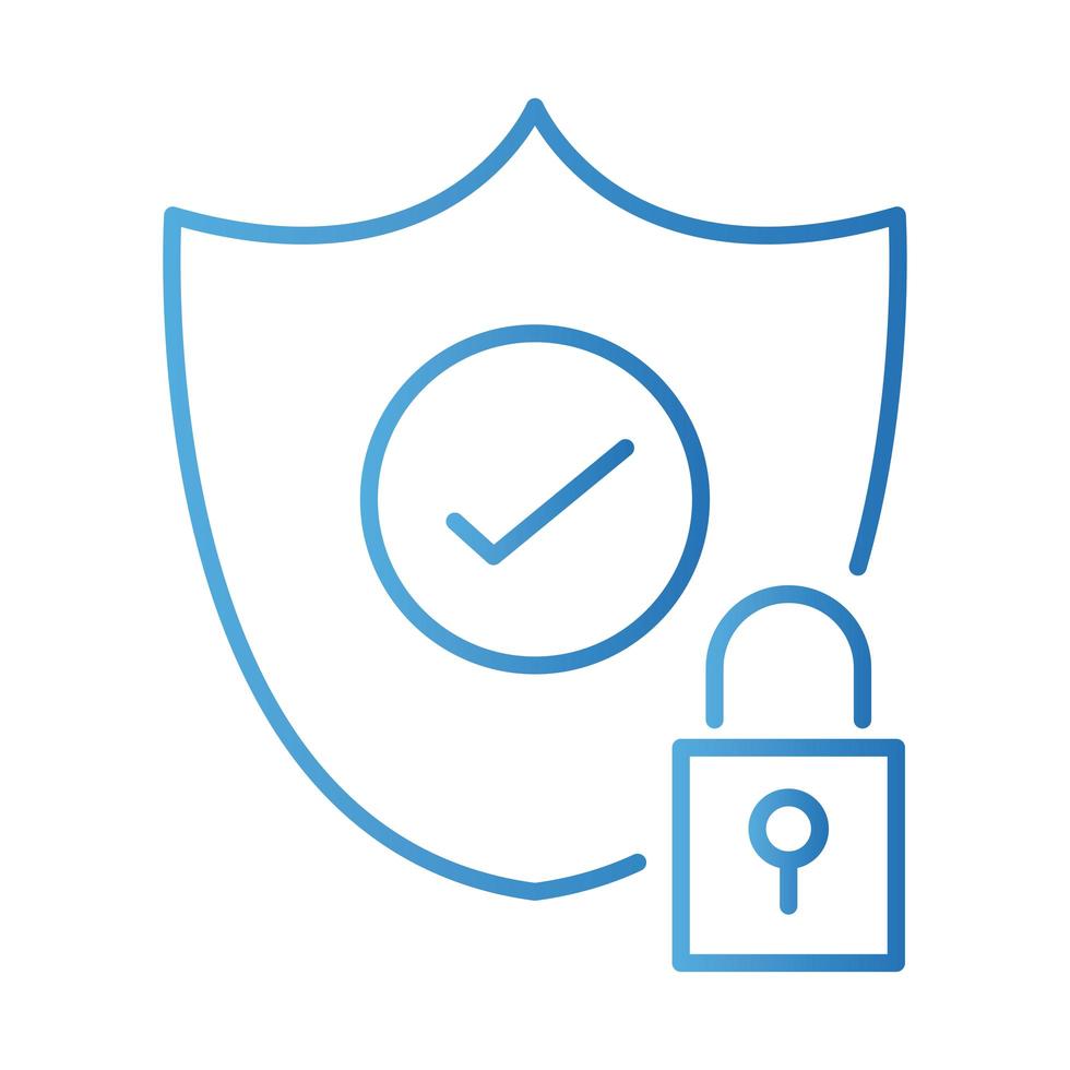 shield with padlock gradient style icon vector