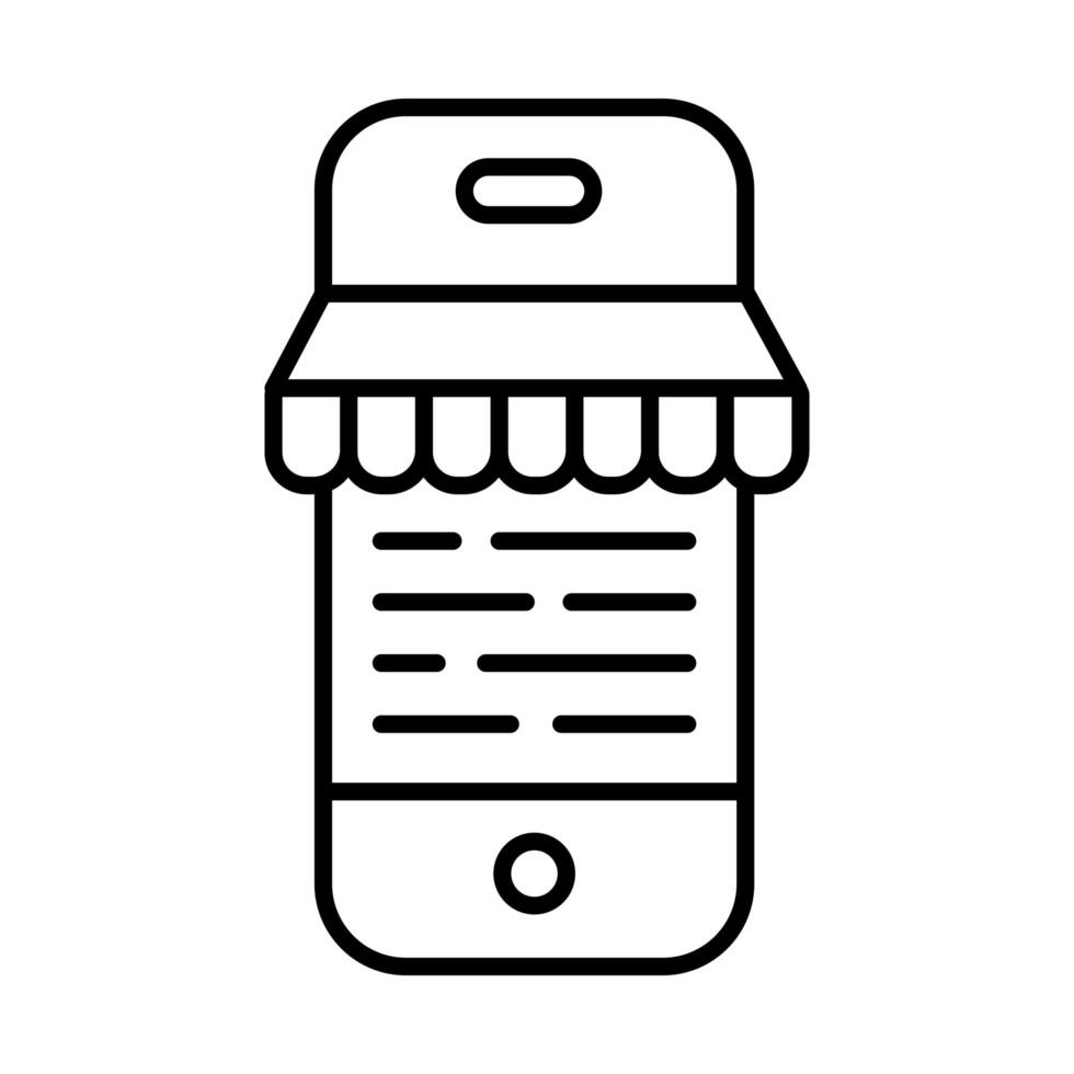 smartphone with parasol payments online line style vector