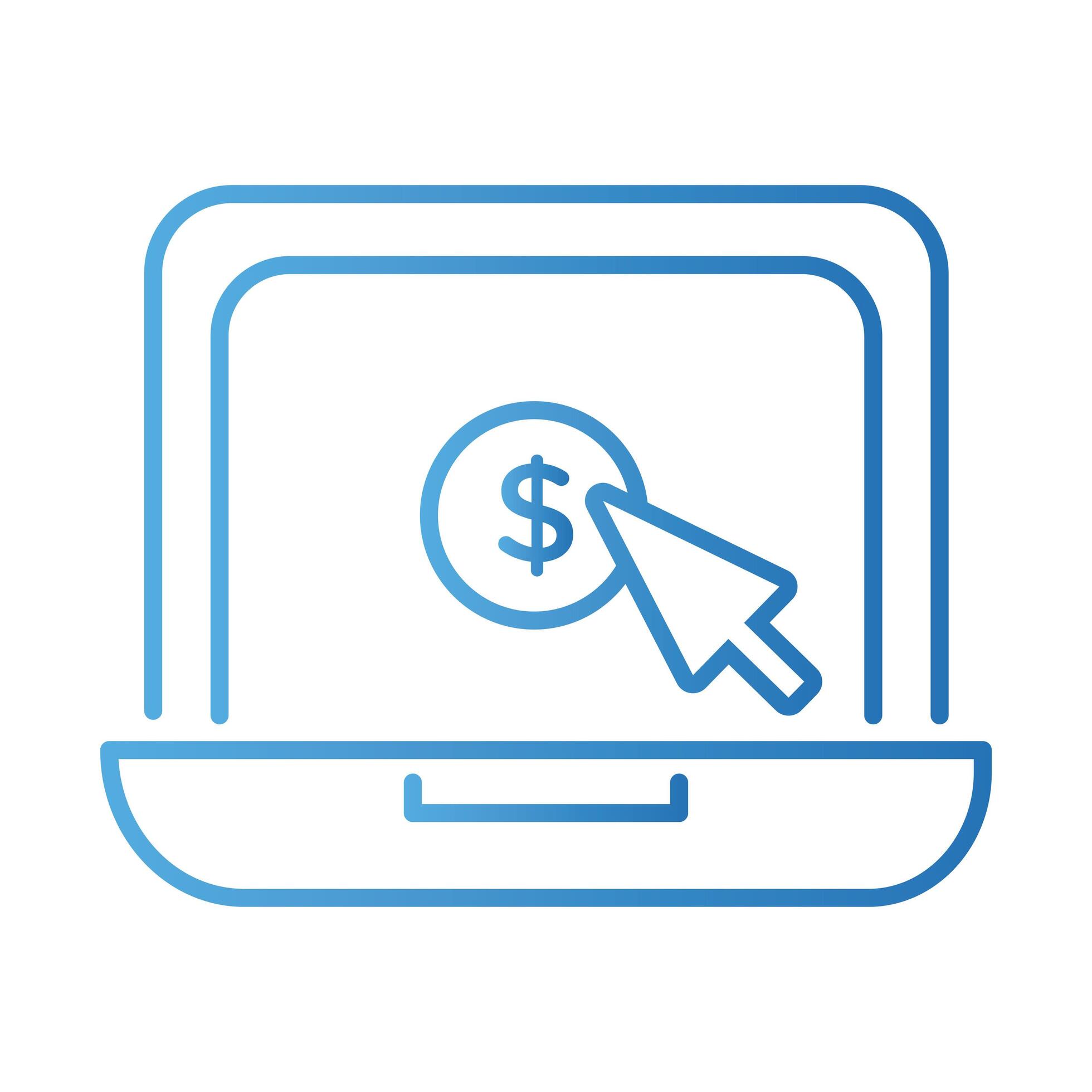 laptop with coin and cursor payment online gradient style 2575257