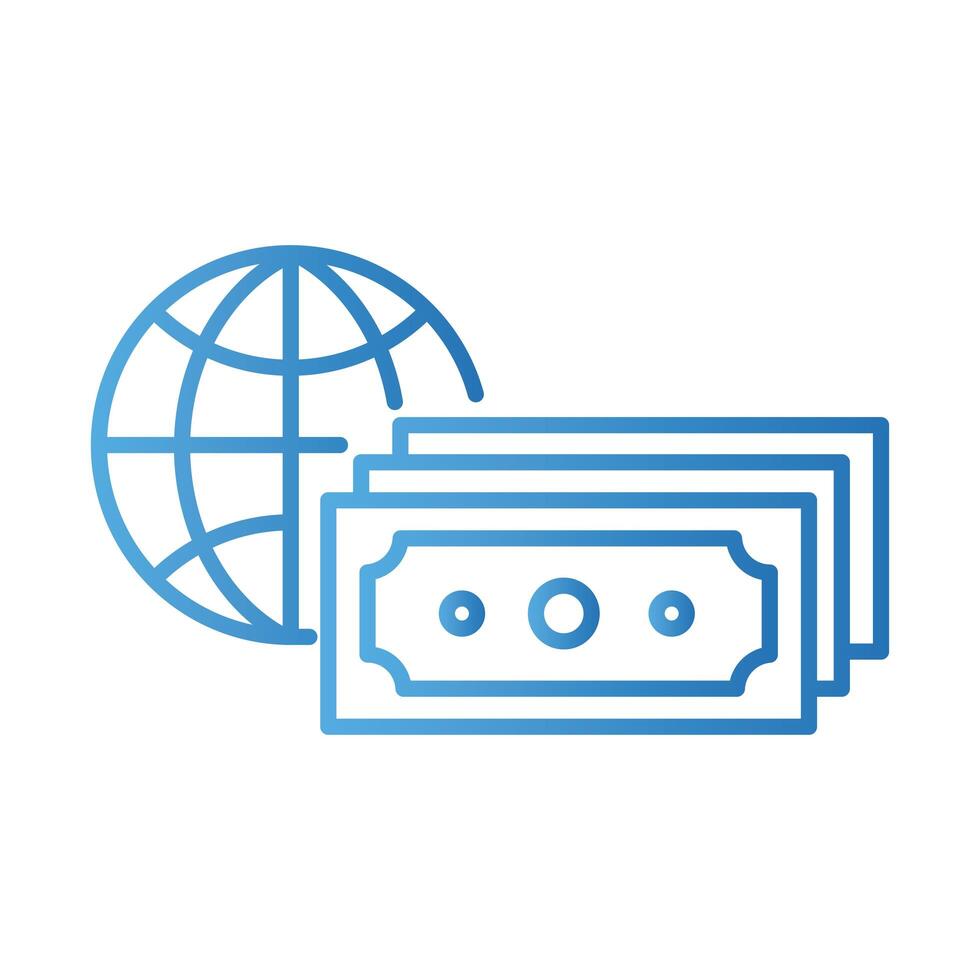 sphere browser with bills money dollars gradient style vector