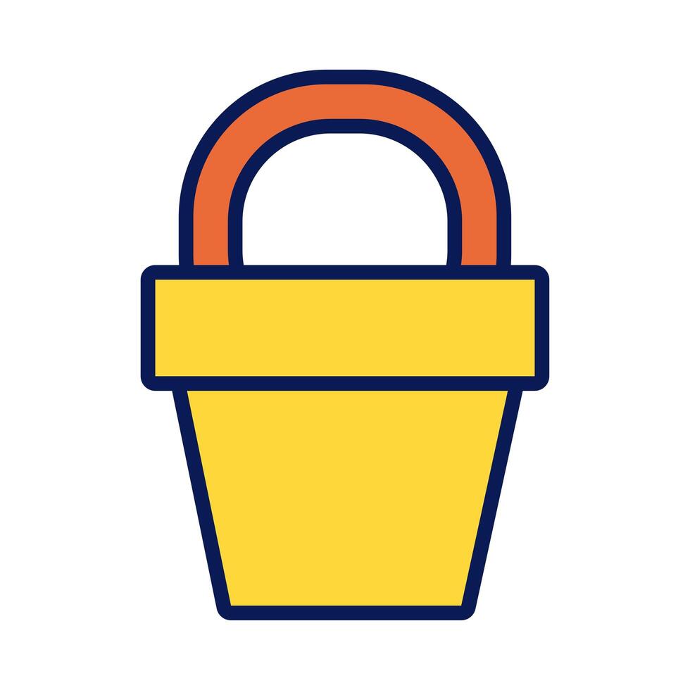 sand bucket line and fill icon vector