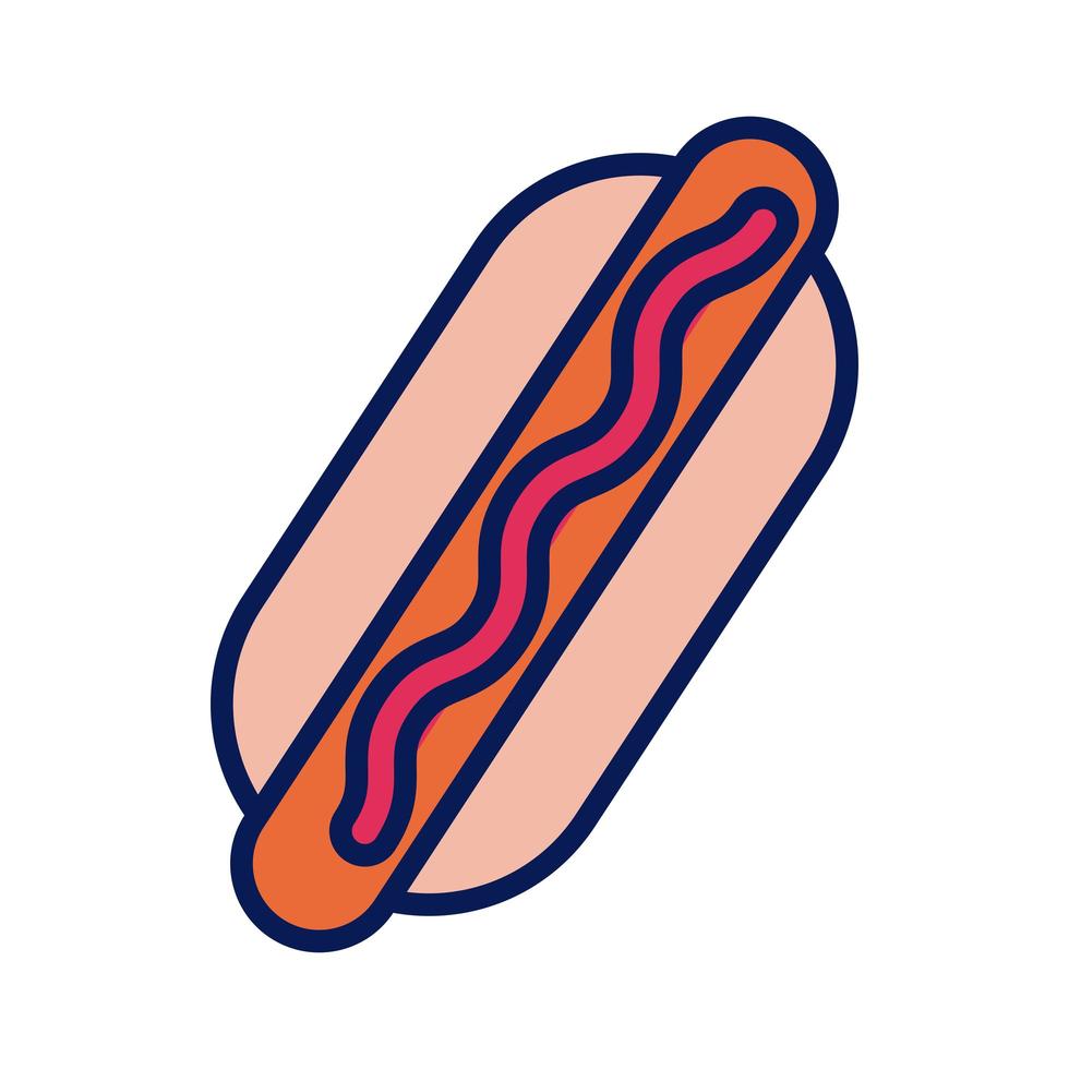 delicious hot dog line and fill style icon vector