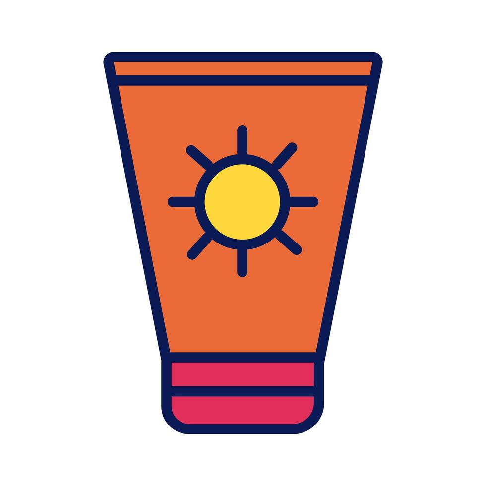 sun blocker cream product line and fill style icon vector