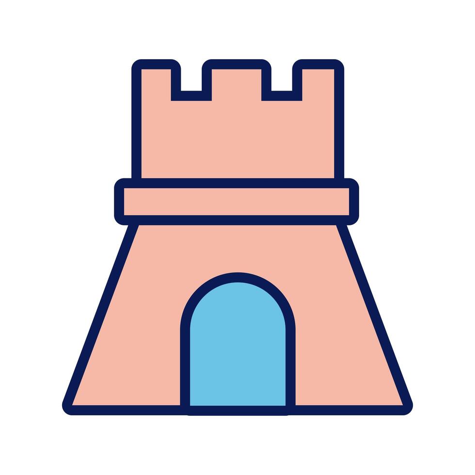 icono de relleno y línea de castillo de arena vector