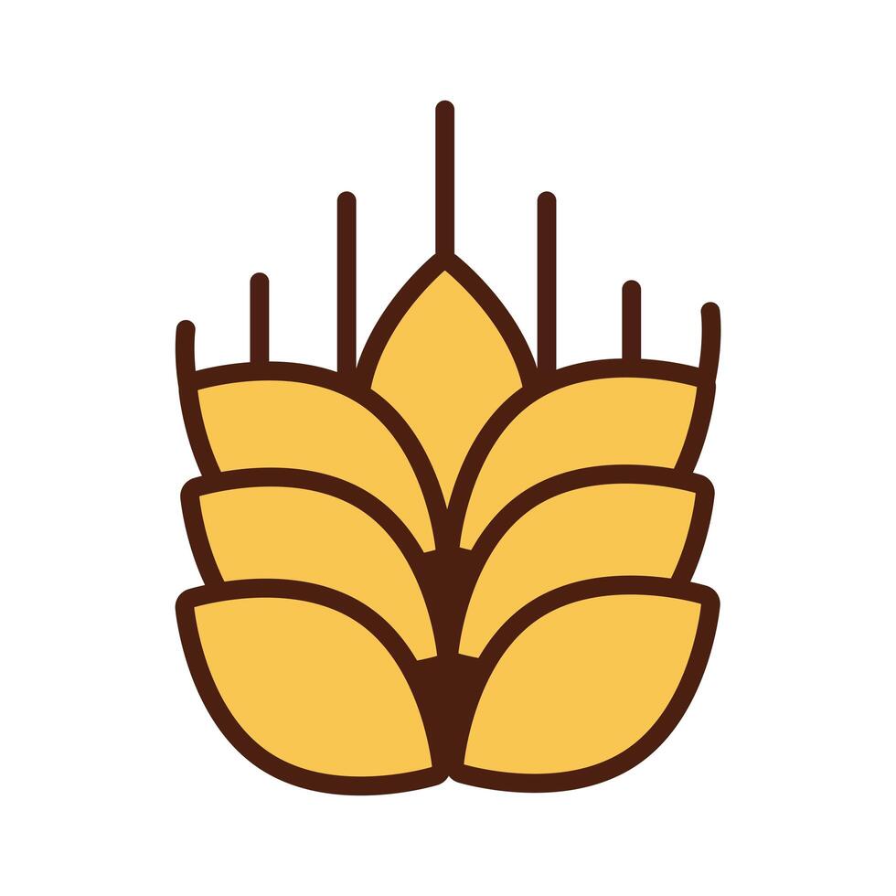 wheat spike line and fill style icon vector