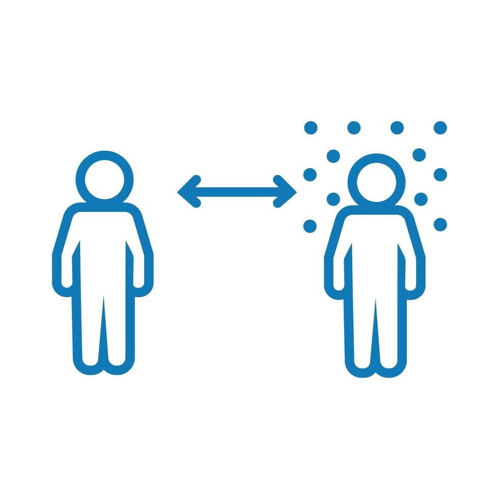 figures humans with arrows social distance line style vector