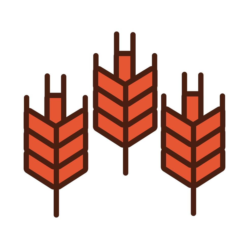 línea de espigas de trigo e icono de estilo de relleno vector