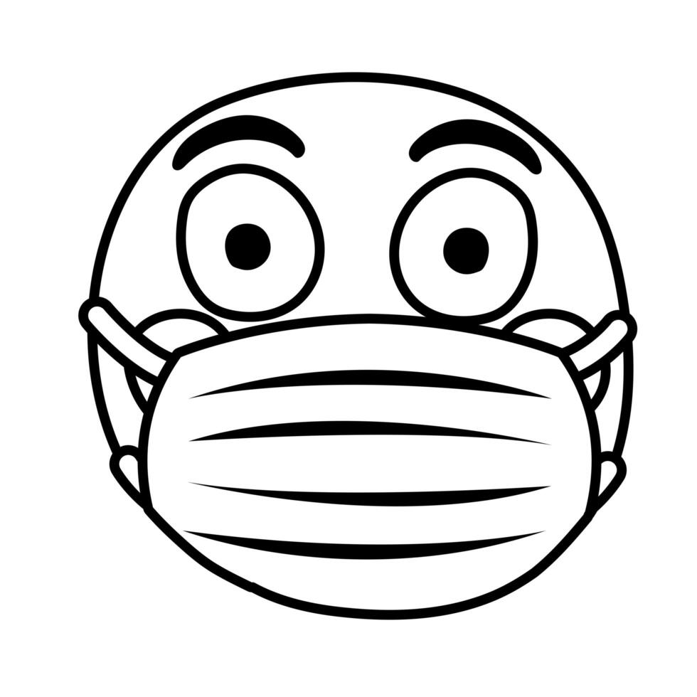 emoji flushed wearing medical mask line style 2575385 Vector Art at