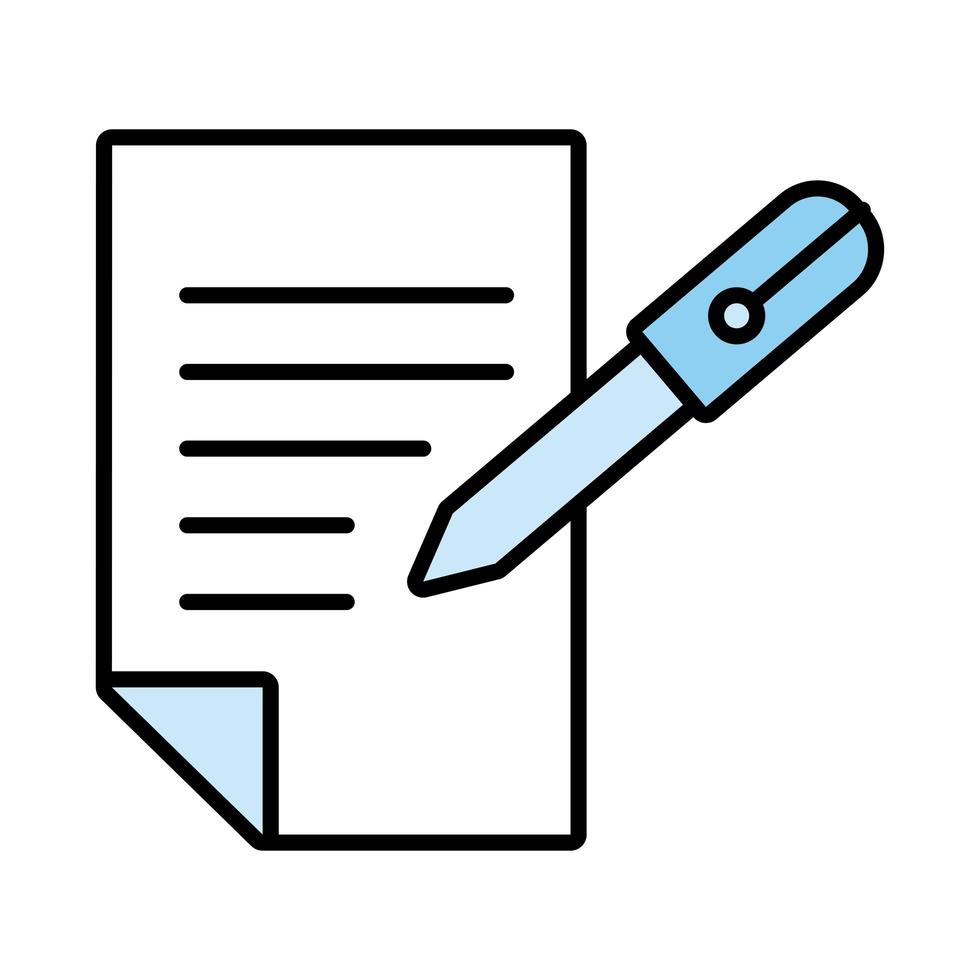 paper document with pen line and fill style icon vector
