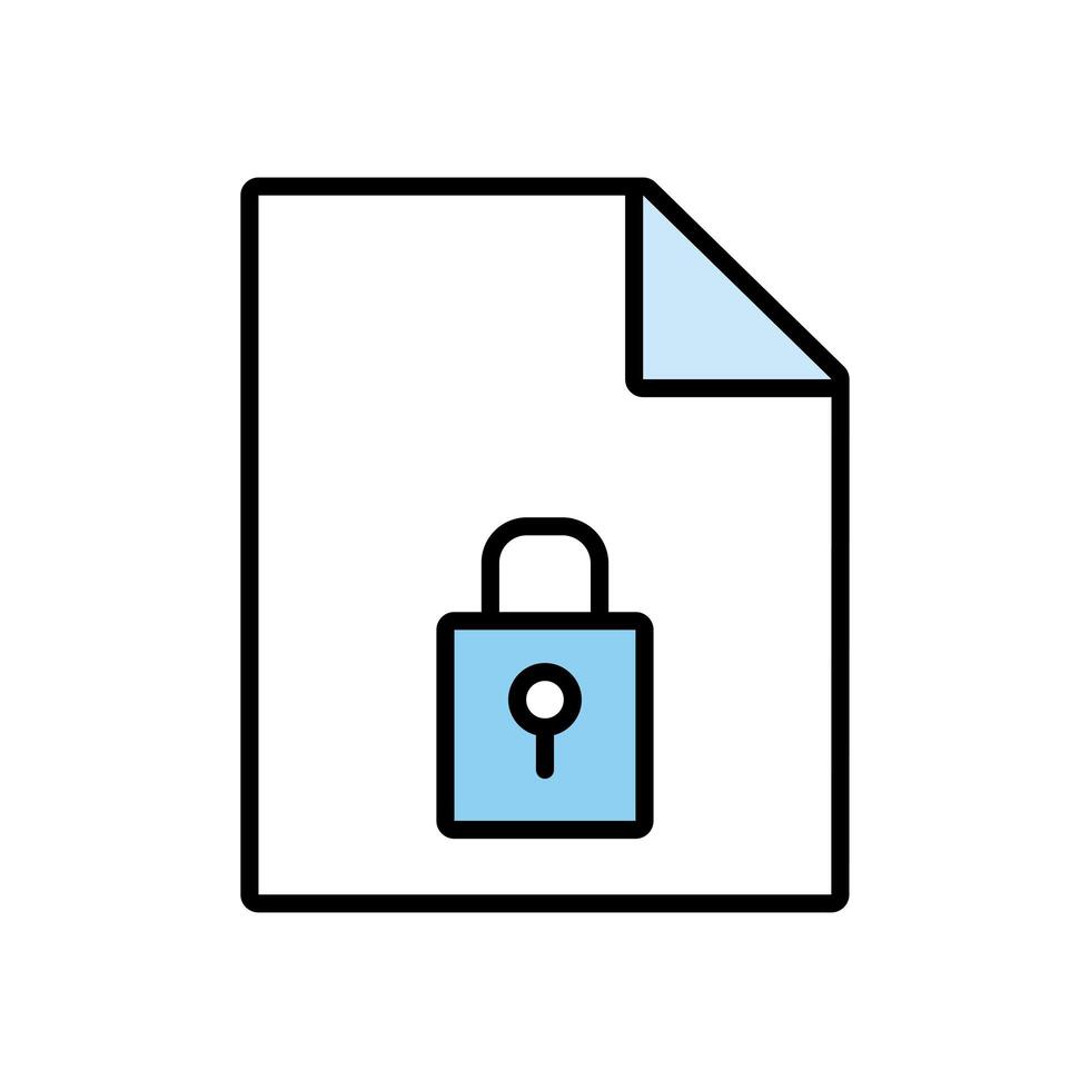 paper document with padlock line and fill style icon vector