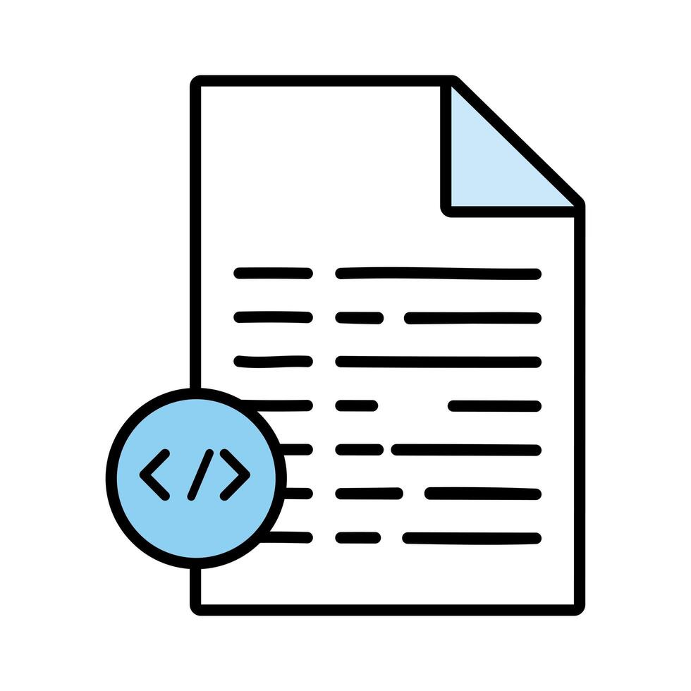 paper document with code line and fill style icon vector