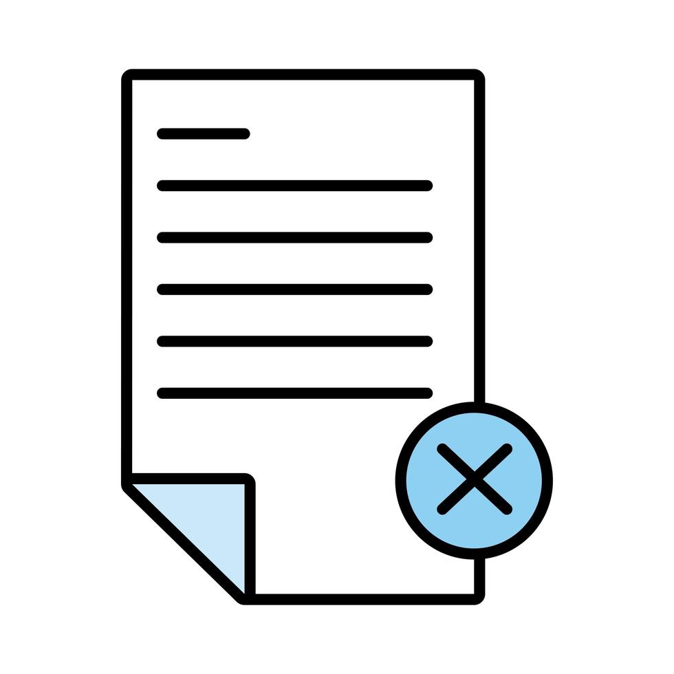 paper document with bad symbol line and fill style icon vector