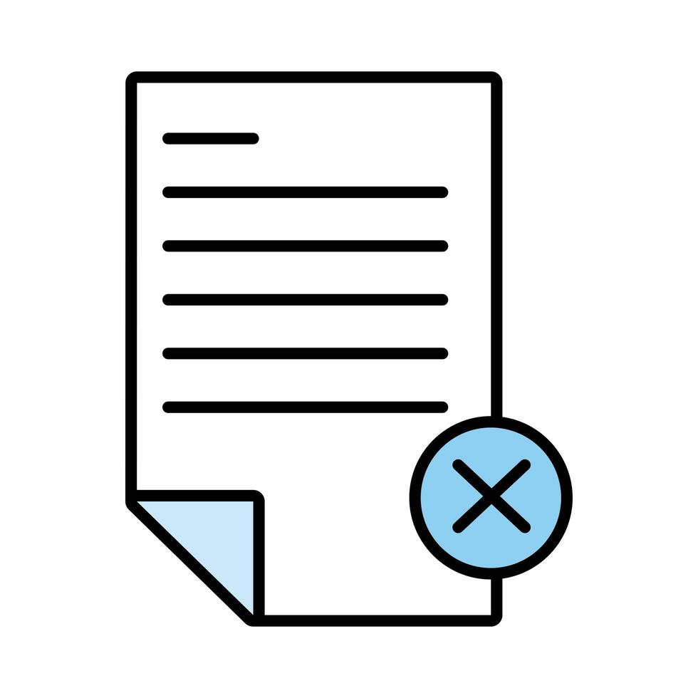 paper document with bad symbol line and fill style icon vector