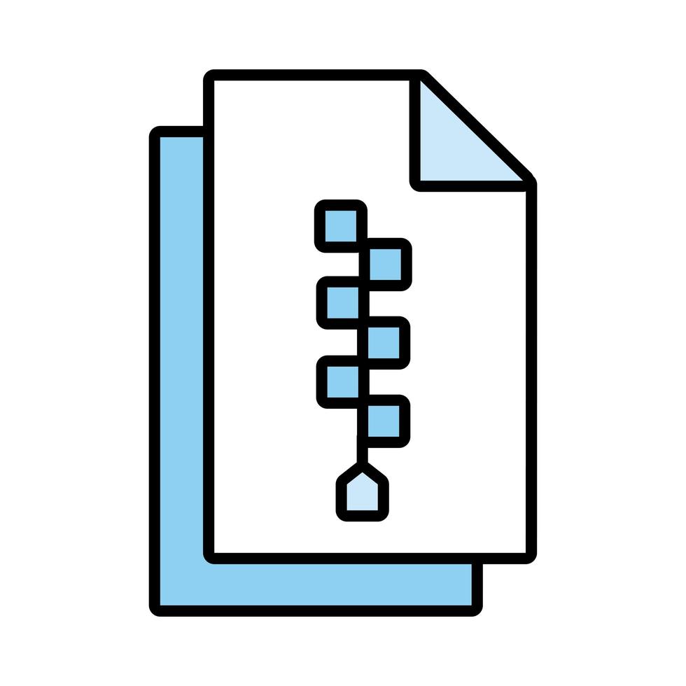 papers documents with zip line and fill style icon vector