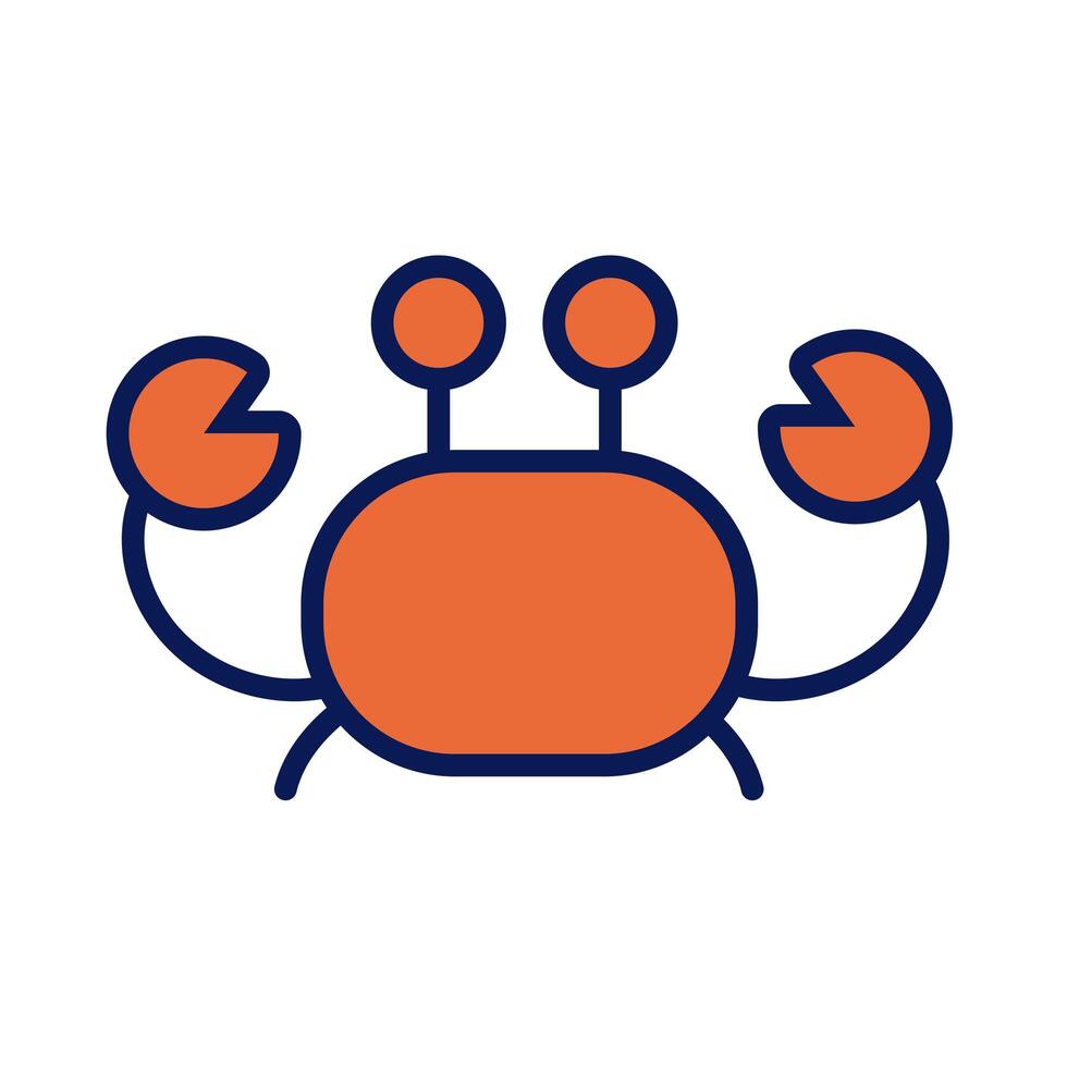 crab sea animal line and fill style icon vector