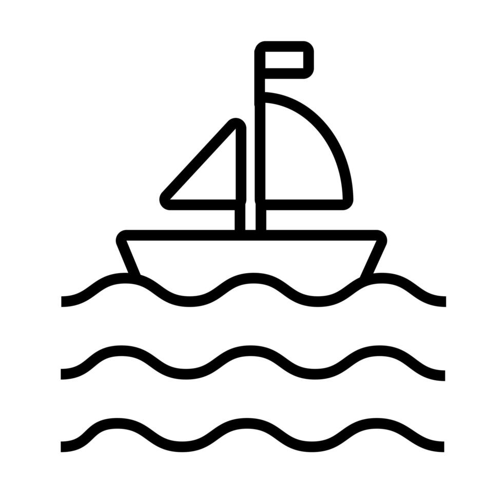 sailboat ship line style icon vector