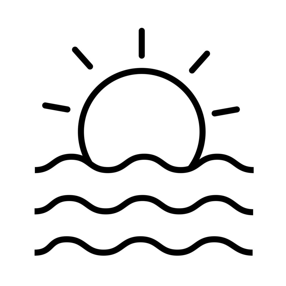 sun and ocean scene line style icon vector