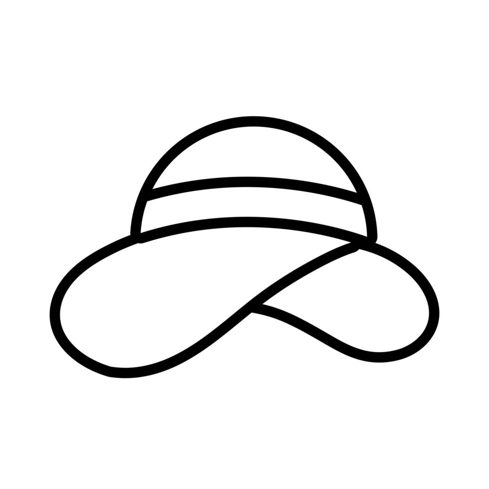icono de línea de sombrero de verano femenino vector