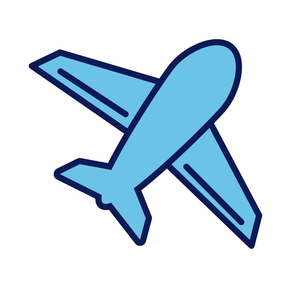 airplane flying line and fill style icon vector