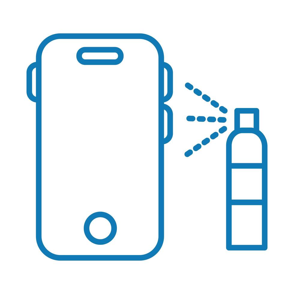 estilo de línea de teléfono inteligente de limpieza de botella de spray vector