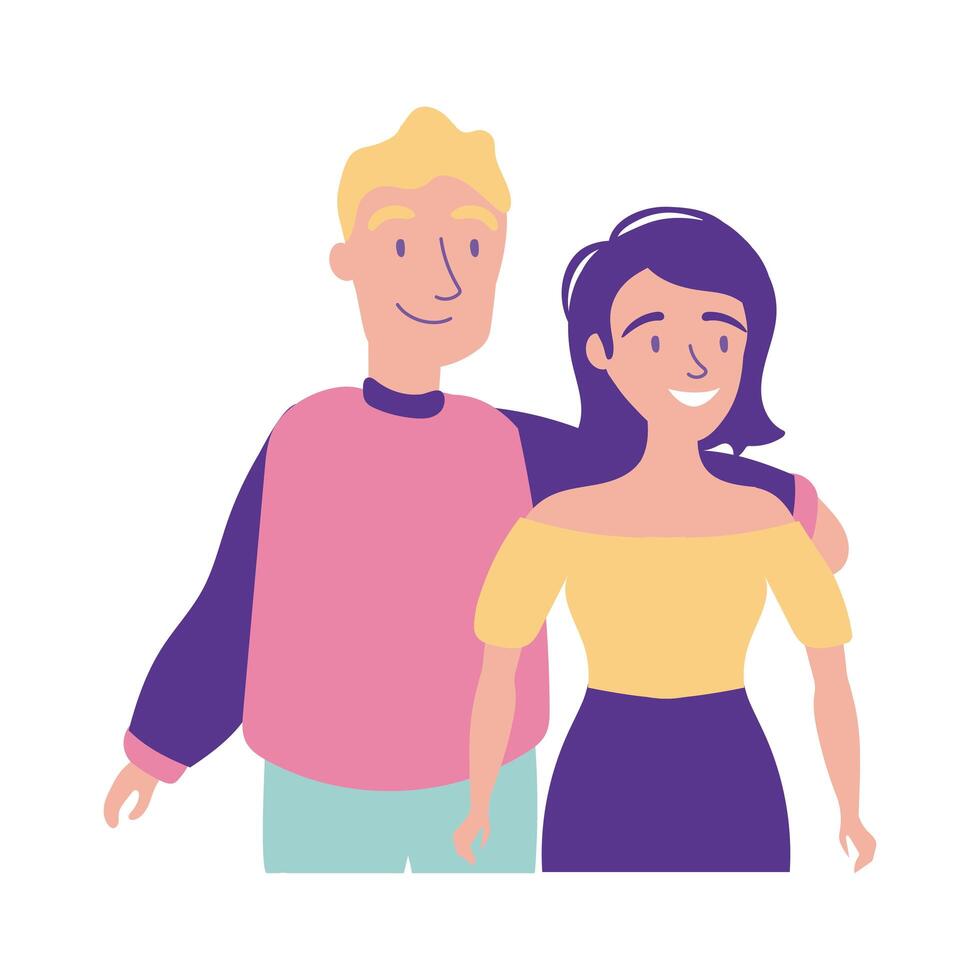 happy friendship day celebration with couple pastel flat style vector