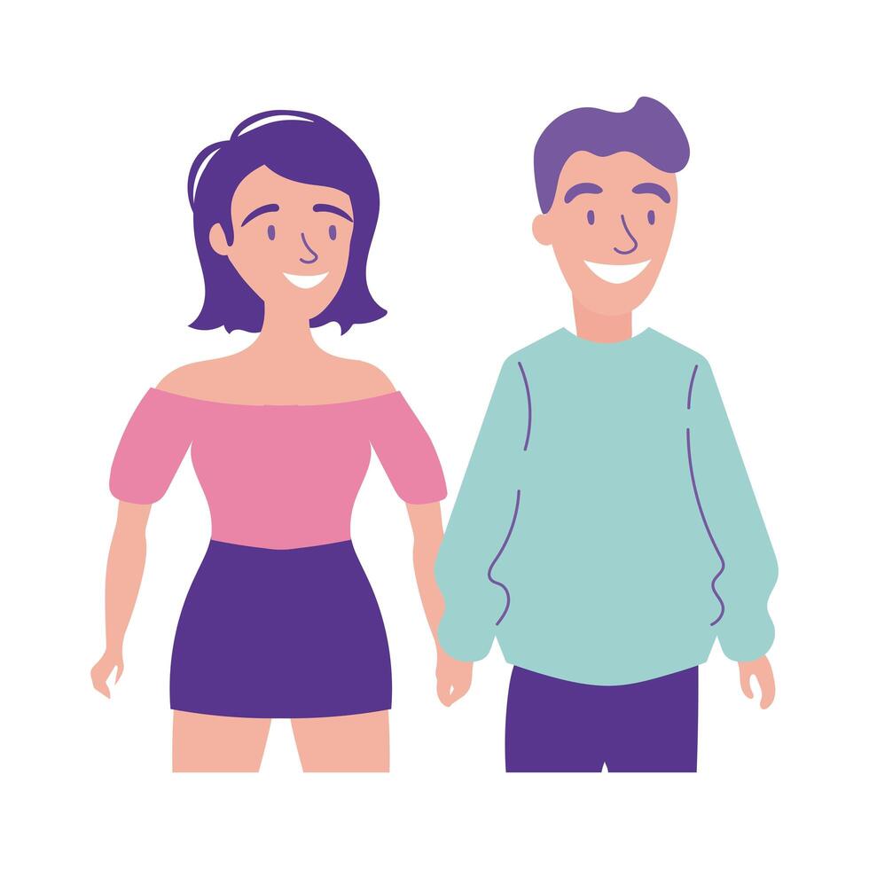 happy friendship day celebration with couple pastel flat style vector