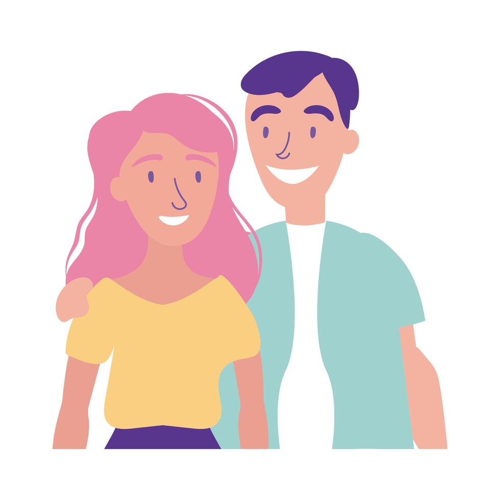 happy friendship day celebration with couple pastel flat style vector