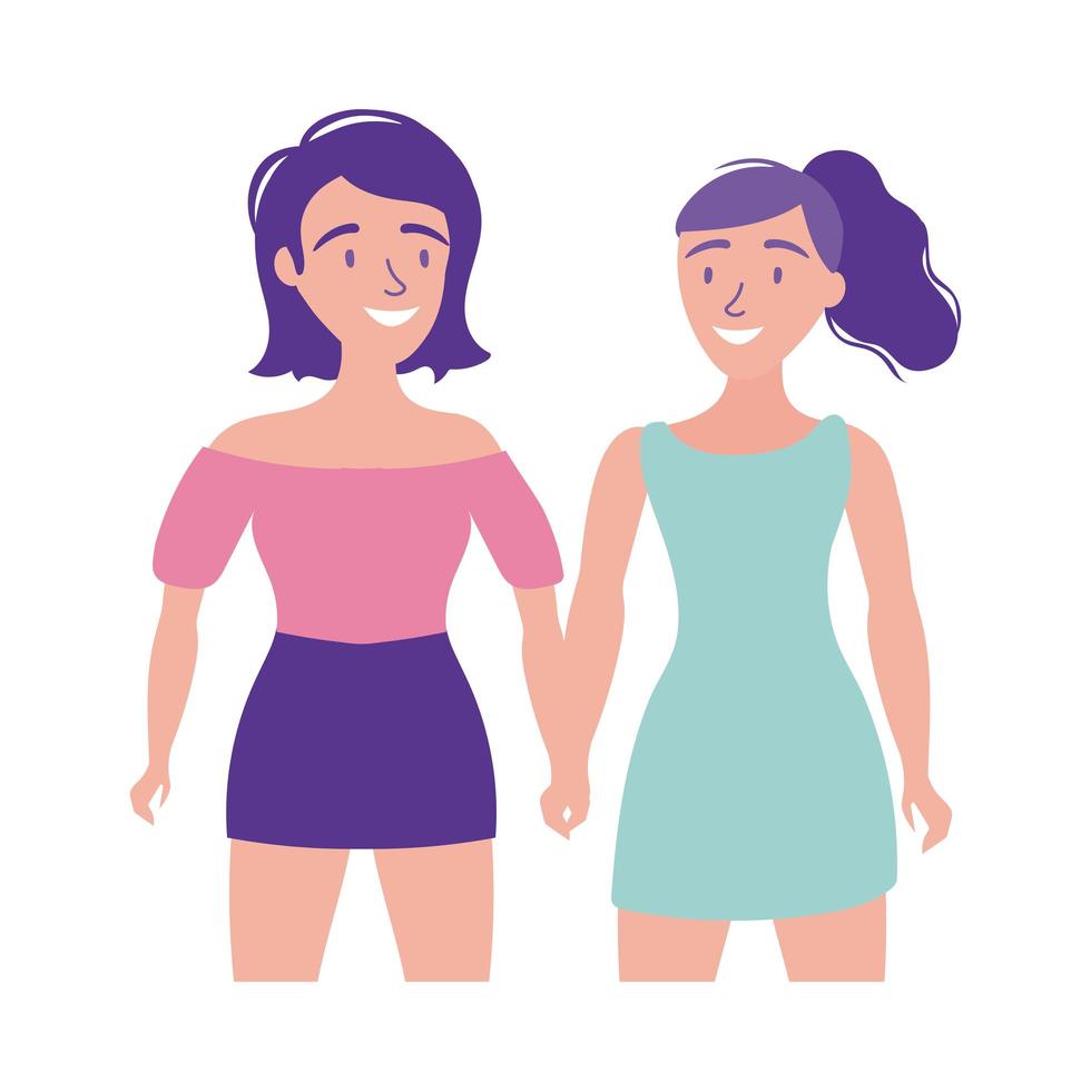 happy friendship day celebration with couple of girls pastel flat style vector