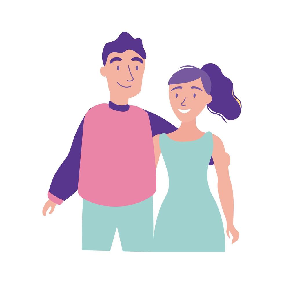 happy friendship day celebration with couple pastel flat style vector